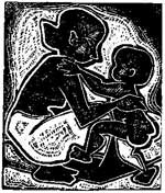 Print- linocut- Mother and child
